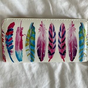 NWT! Wallet with colored feather print